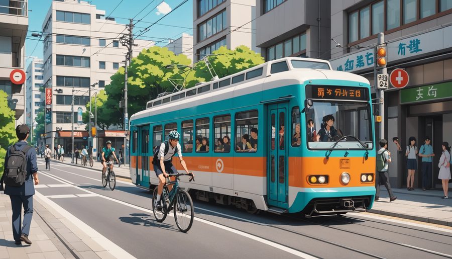 路面電車後方不停止 のイメージイラスト