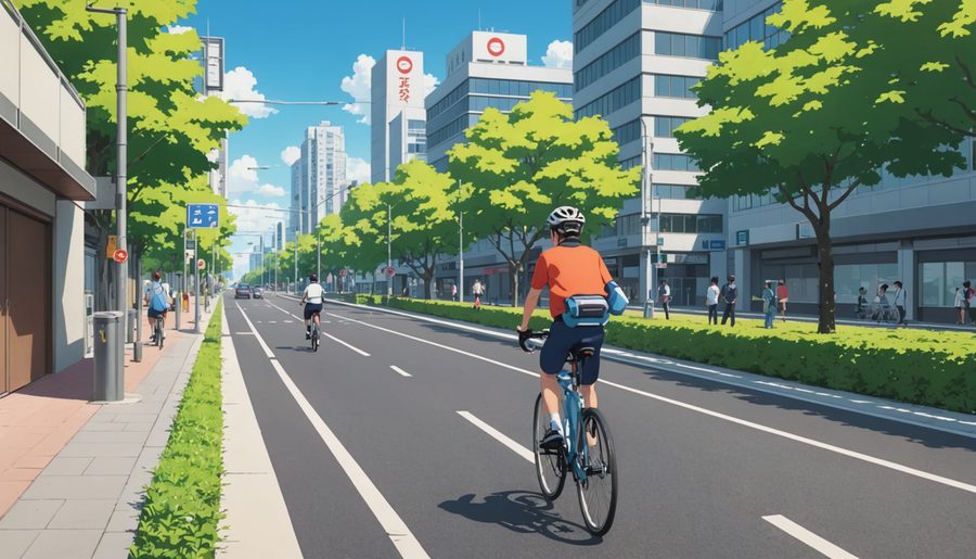 自転車道通行義務違反 のイメージイラスト